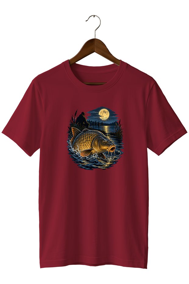 Widi Collection Night Carp Fish Printed Unisex T-Shirt – Fishing and Angling Themed Short Sleeve Crew Neck