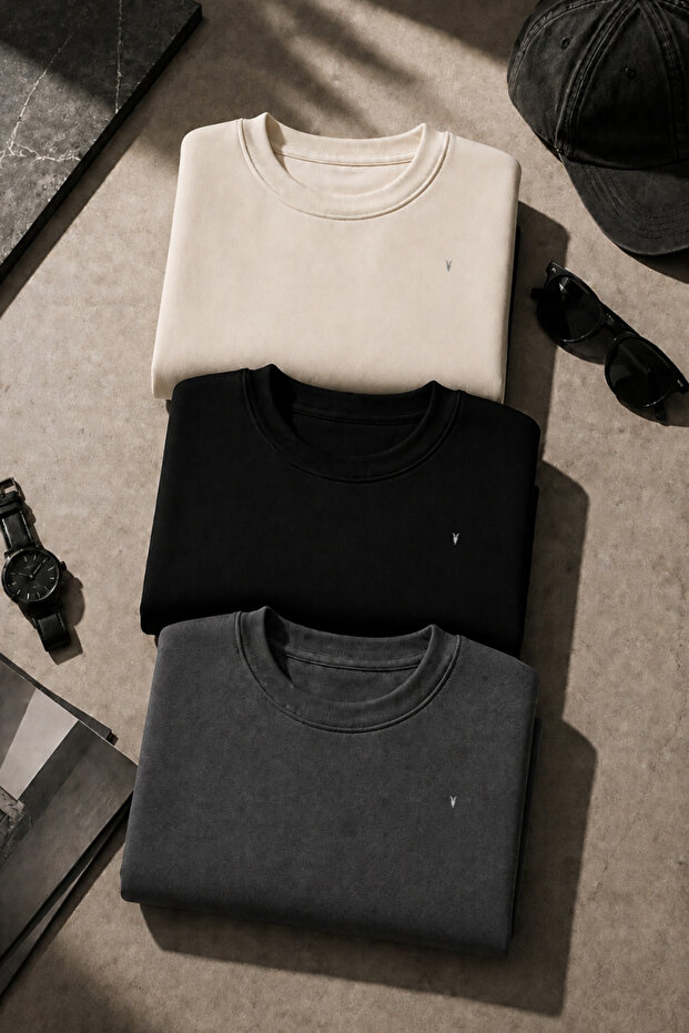 Men's Long Sleeve Trendy Loose 3-Piece Sweatshirt