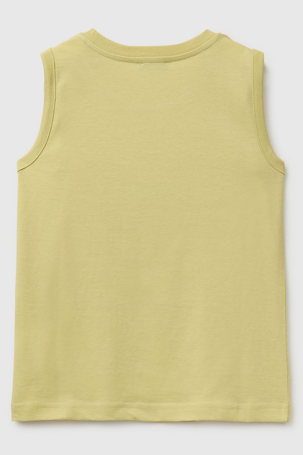 Boy's Yellow Logo Print Detailed Round Neck Undershirt