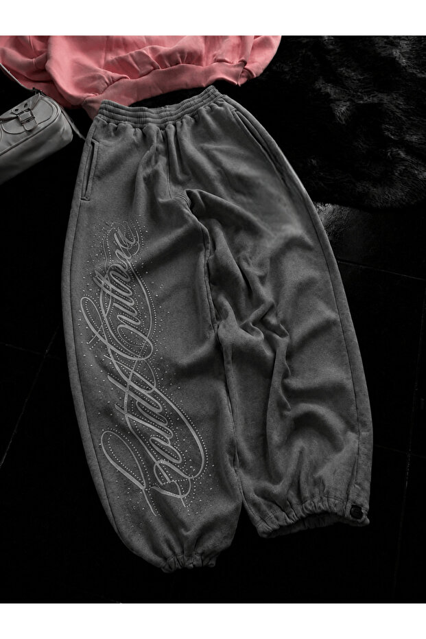 Gray 3 Thread Angel Stone Baggy Unisex Sweatpants