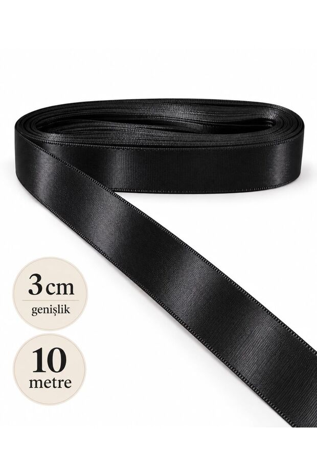3 cm Satin Ribbon – 10 Meters Black