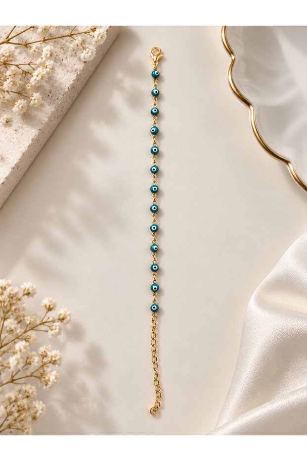 Women's Gold Color Evil Eye Beaded Elegant Bracelet – Stylish and Eye-Catching Design