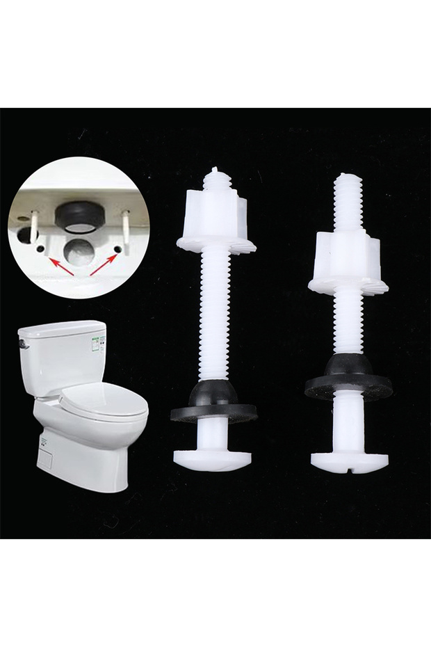 2 Pcs Plastic Toilet Seat Hinge Repair Bolts + Fitting Screws +Washers Kit For Home Bathroom Accesso