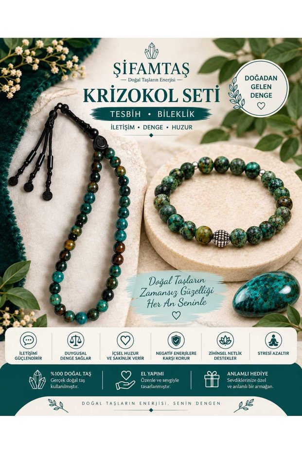Krizokol Natural Stone Set (Bracelet and Prayer Beads)