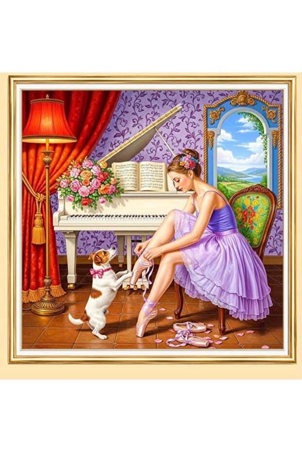 5D Diamond Bead Bonding Stone Embroidery Mosaic Tapestry "Ballerina Girl" 30X30 cm