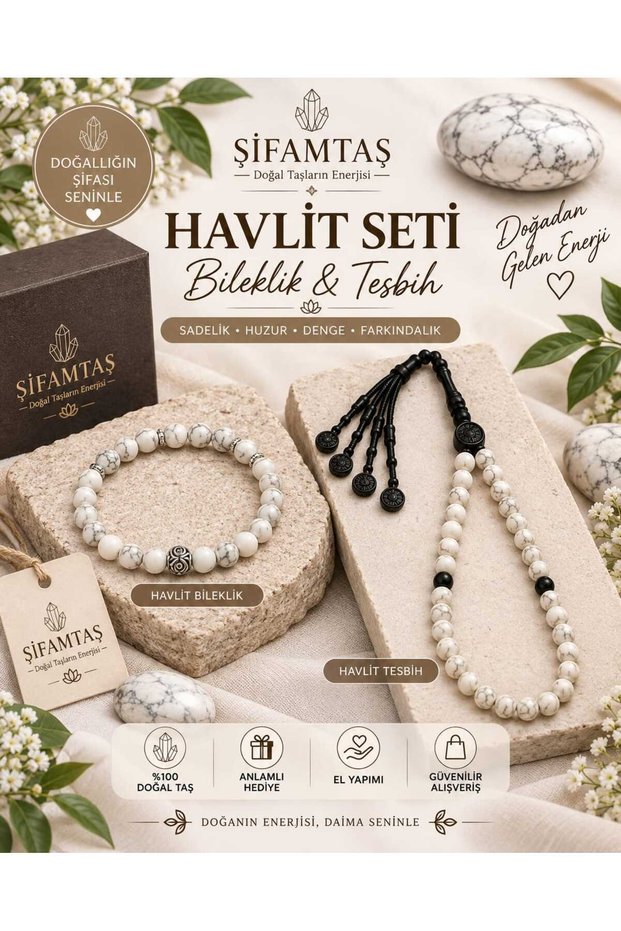 Howlite Natural Stone Set (Bracelet and Prayer Beads)