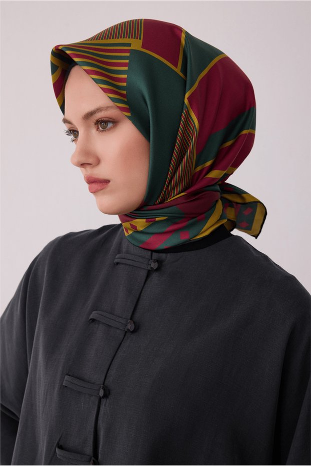 وشاح حرير تيفيل بنمط هندسي-33