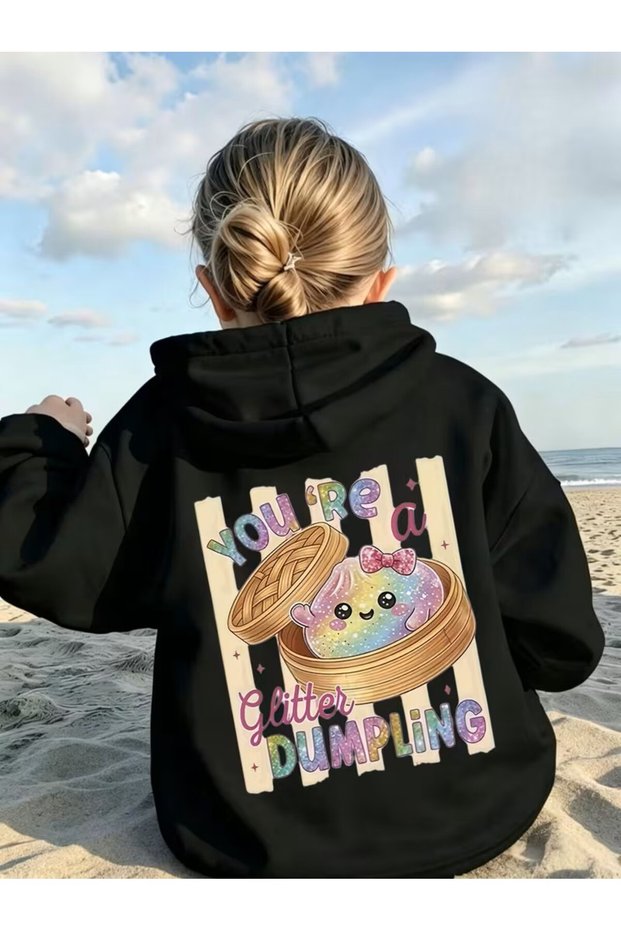 Children's Hooded Sweatshirt, New Year's Cute Dumpling Themed Sweatshirt