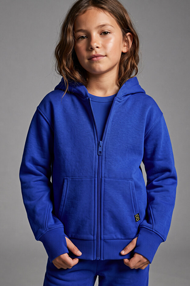 Comfy Finger-Loop Hooded Zipper Sweatshirt