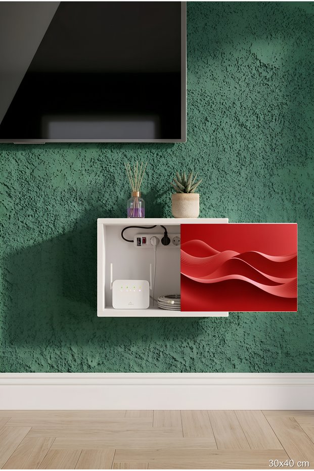 Stylish Luxury Design Solid Wood Wall Mounted Modem Storage Box Organizer Cable Organizer