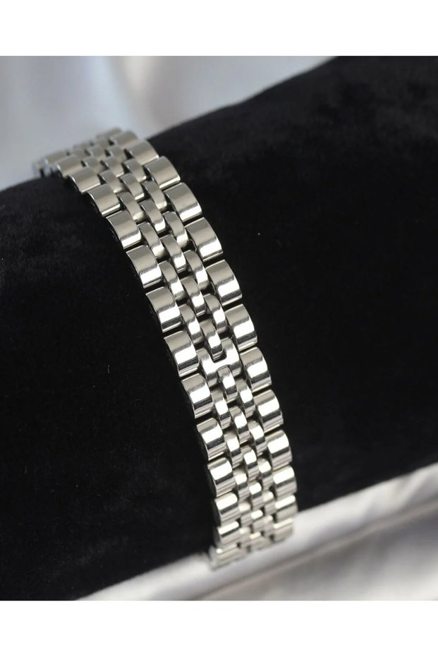 Men's Steel Bracelet - Jubilee Cord Model Shiny Silver Color Stainless Steel Men's Bracelet