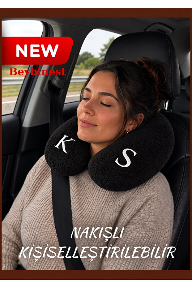 Letter Embroidered Neck Support Pillow Neck Pillow