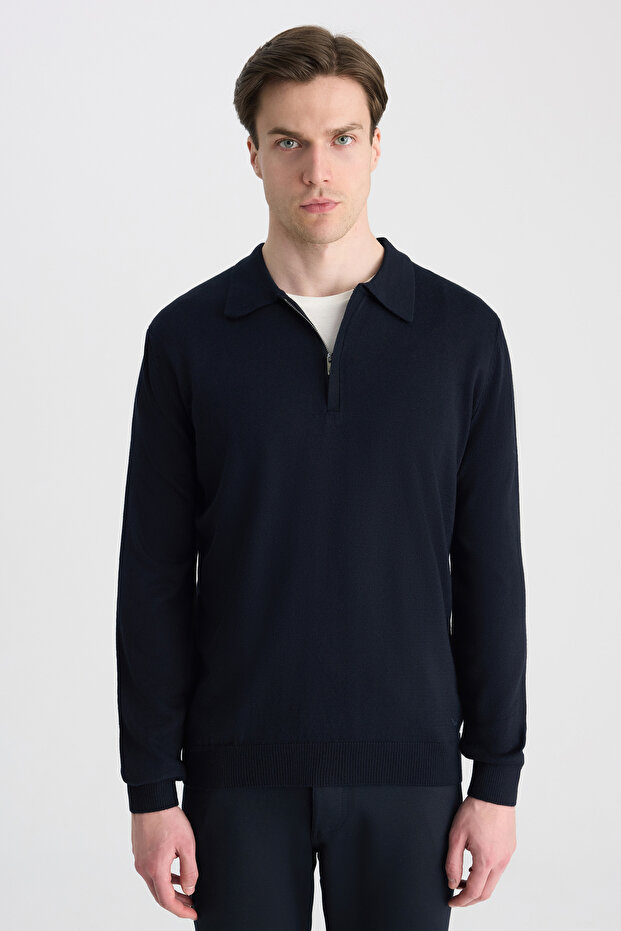 Ds Damat Regular Fit Navy Blue Sweater