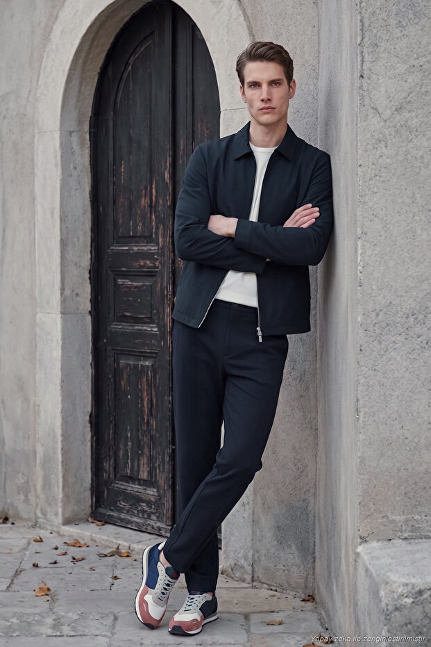 Tie-Up Detailed Regular Fit Straight Leg Jogger Trousers Men's Pants 6843701