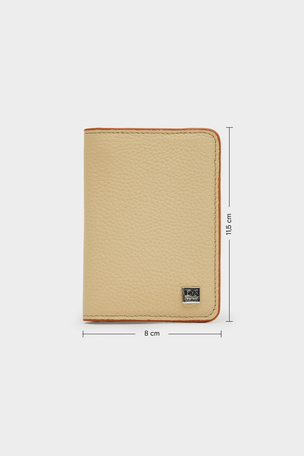 Ds Damat Cream 100% Genuine Leather Card Holder Wallet