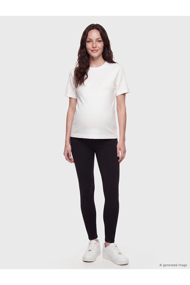 Black Maternity Leggings with Abdominal Panel