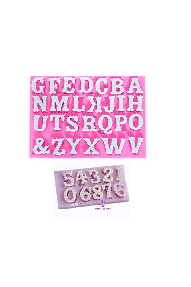 Western Alphabet Number Set 2Pcs Silicone Mold K-781 K-1155, Polyester Stone Powder Gypsum Soap Candle Mold