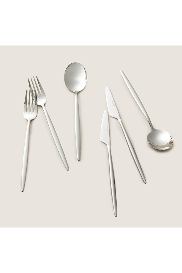 Belina 18 Piece Dinner Fork Spoon Knife Set Shiny Silver