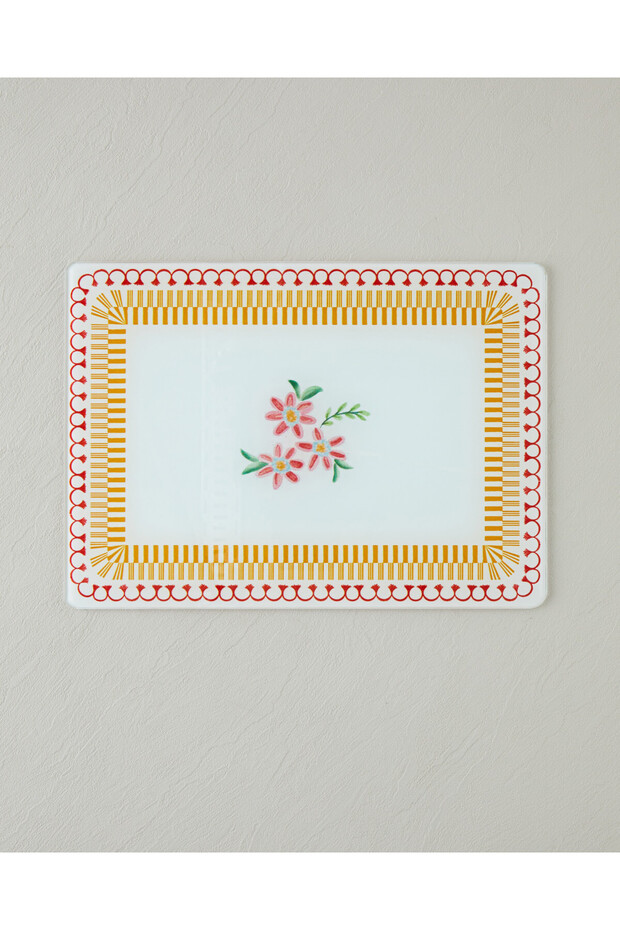 Red Flowers Orange Cutting Board 20X30 cm Red-Orange