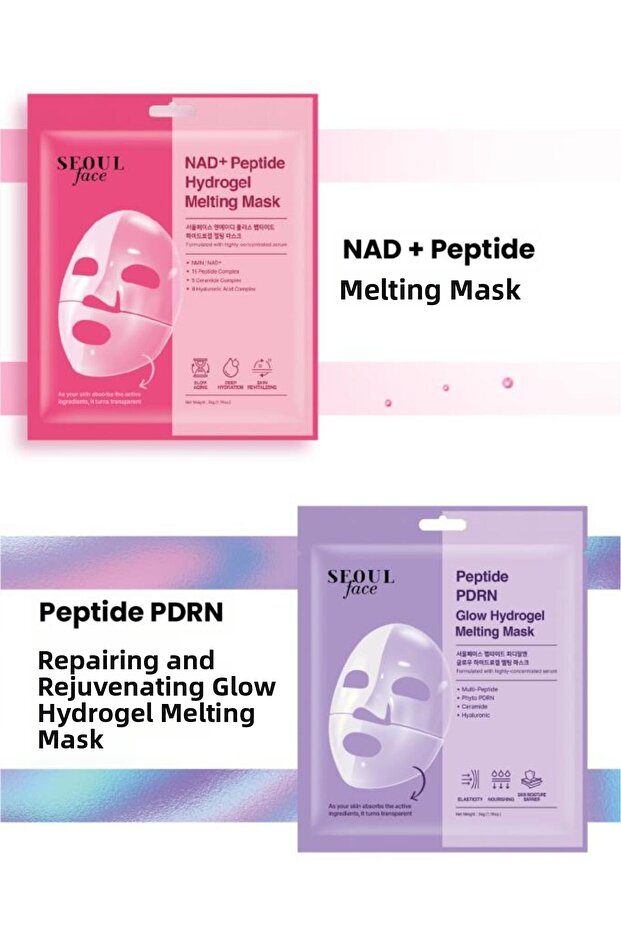 Seoul Face Nad+ Peptide Hydrogel Moisturizing Melting Mask and Peptide Melting Glow Mask Set