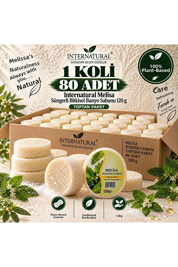 Internatural Melisa Sponge Herbal Bath Soap 80-Pack Box (80 X 120 g)