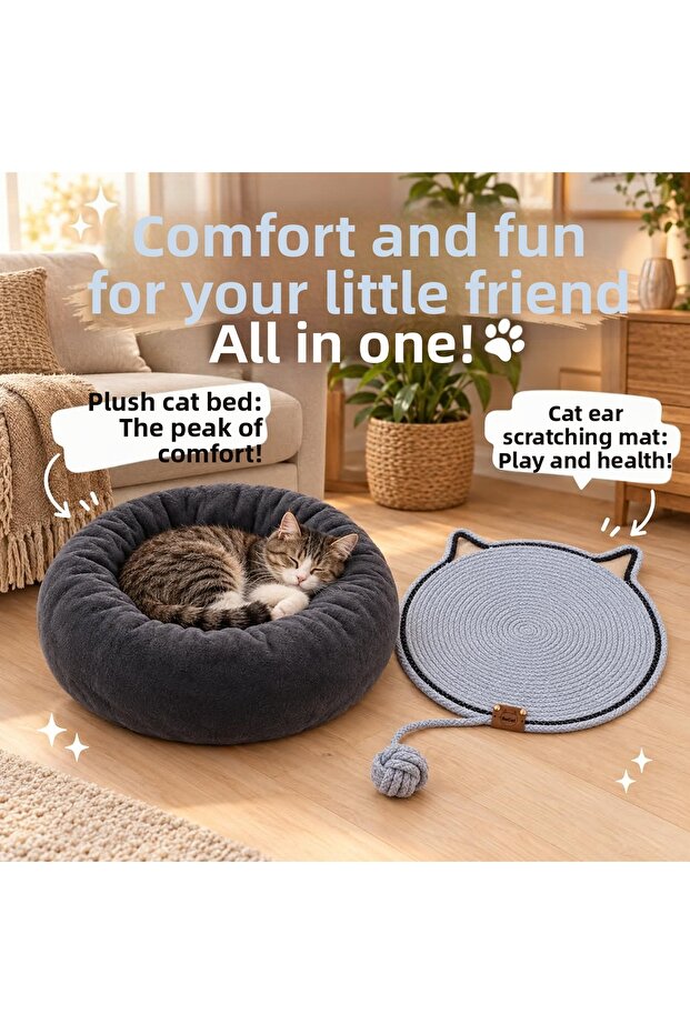 Cat & Dog Bed and Mat Scratching Play Mat