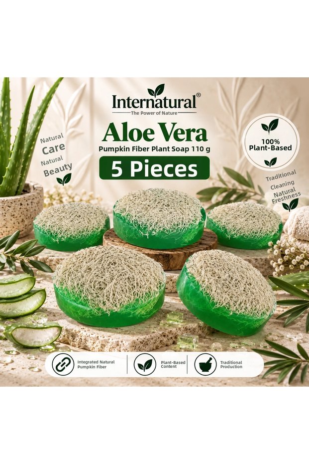 Internatural Aloe Vera Pumpkin Fiber Herbal Soap 5-Pack (5 X 110 g)