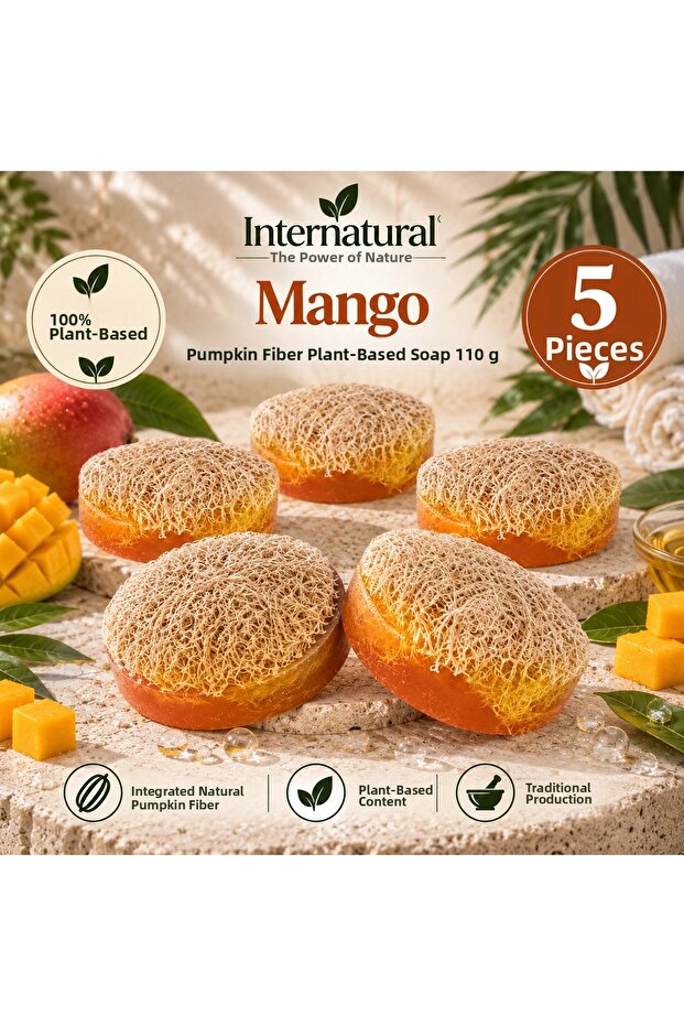 Internatural Mango Pumpkin Fiber Herbal Soap 5-Pack (5 X 110 g)