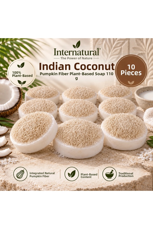 Internatural Coconut Pumpkin Fiber Herbal Soap 10 Pack (10 X 110 g)