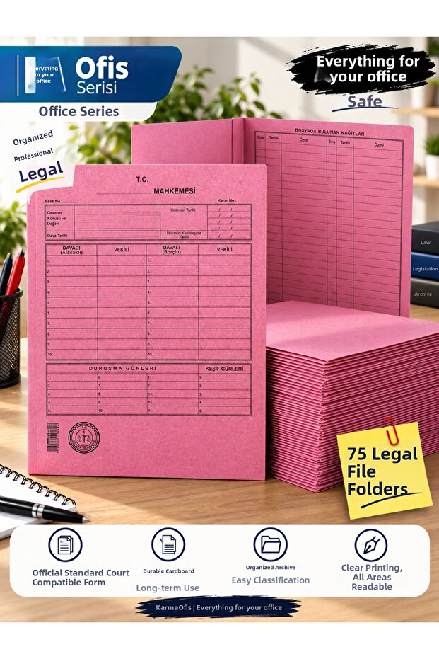 Case File Pink, Compatible with the Court System – 75 Options Available