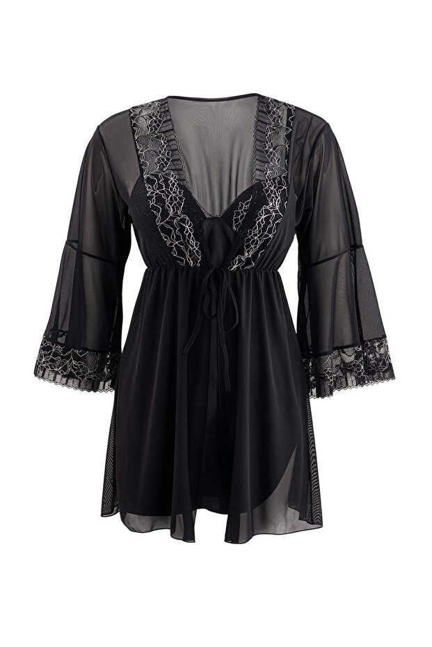 Black Satin Plain Babydoll Thmaw27Ll00022
