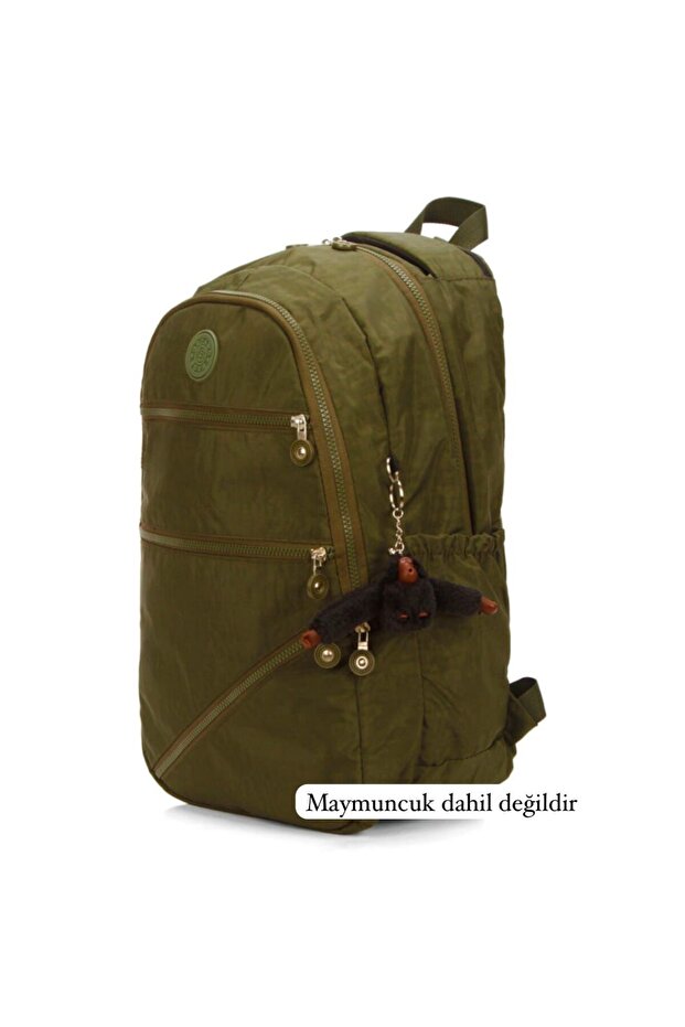 Unisex Khaki a Quality Luxury Crinkle Fabric Middle School High School University Bag Sports Bag