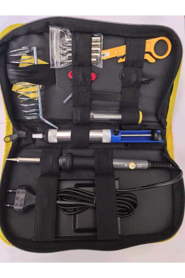 gray 15pcs Kit 220V 60W Soldering Iron Kit 450°C Adjustable Temperature Welding Tool Set With Solder