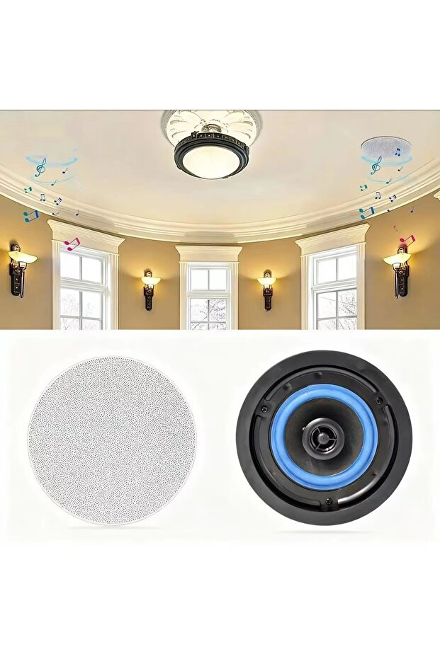 Amplifier Sets 4" Herdio 4 Inch Ceiling Speaker 160W 2Way In Flush Mount Passive Built In Audio Ide