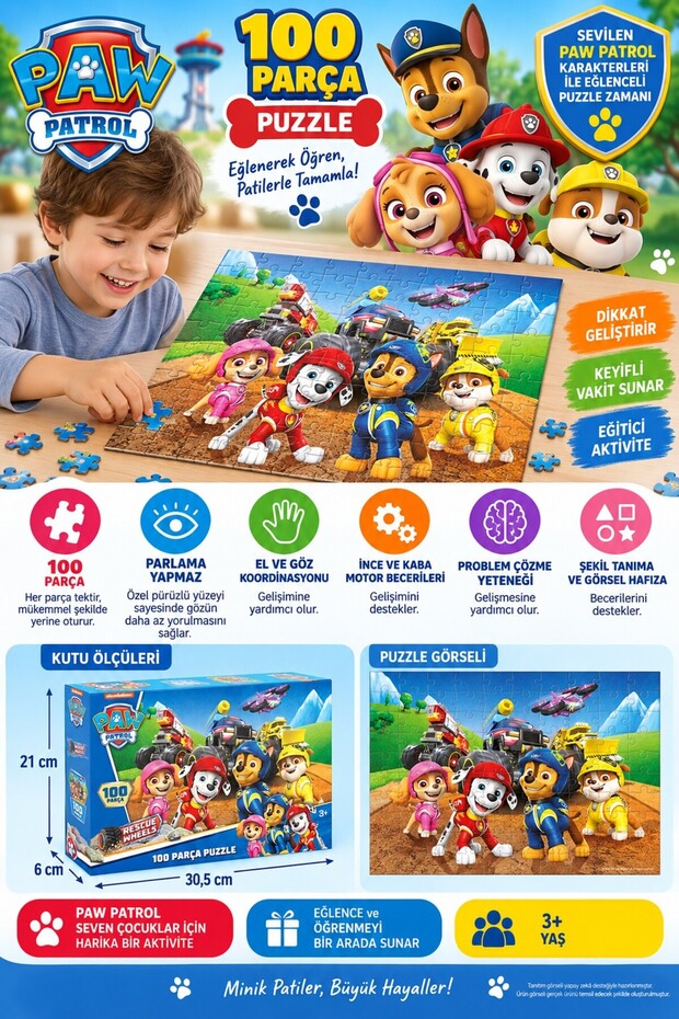 Paw Patrol 100 Piece Puzzle – Educational Children's Puzzle