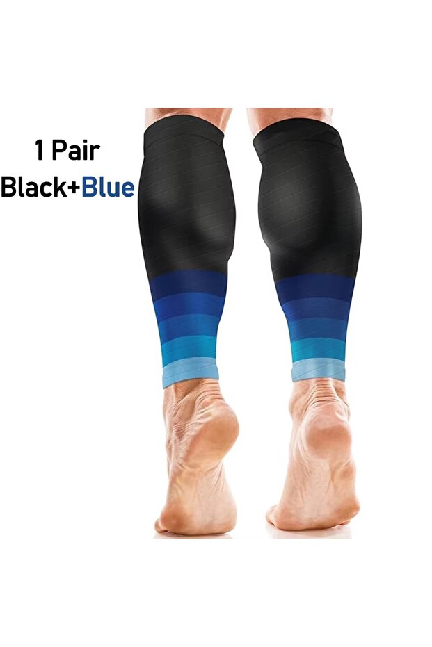 blue Calf Compression Sleeves Compression Sports Socks Long Pressure Stockings Leg Compression Sleev