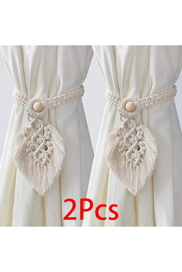 TK-M0731 Boho Curtaintiebacks With Beadfringe Curtains Accessories Macrame Decorative Curtain Rope F