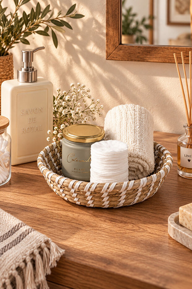 15294 Multi-Purpose Round Decorative Wicker Basket Organizer Bread Basket