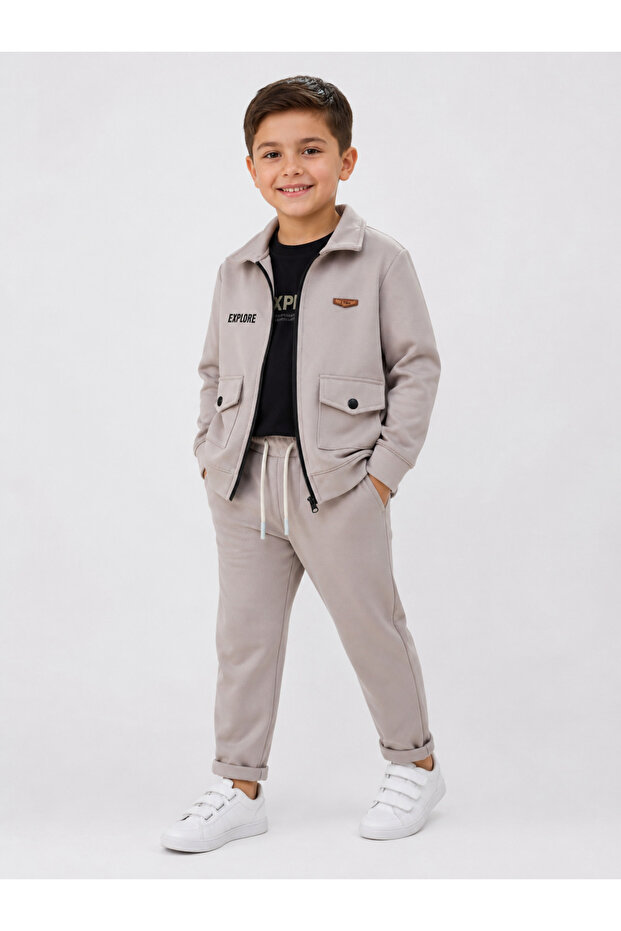 Boys' 3-Piece Track Suit with Front Zipper