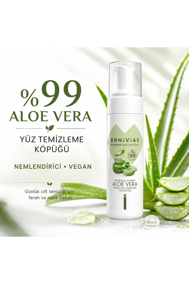 Aleovera Facial Cleansing Foam Moisturizer, Vegan 99% Aloevera