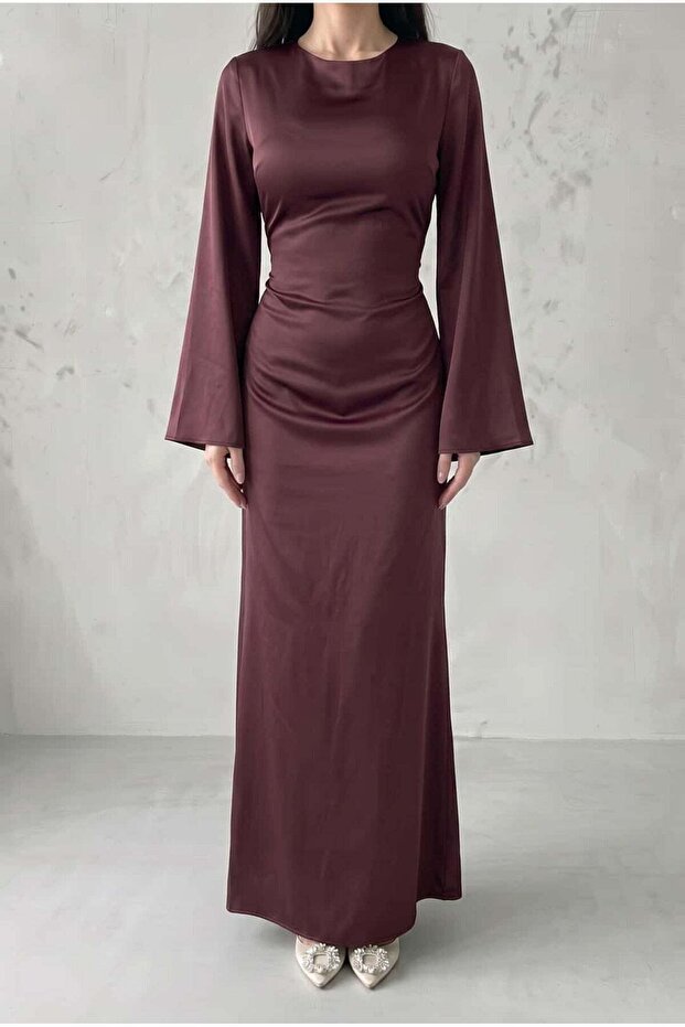 Back Drawstring Hijab Evening Dress