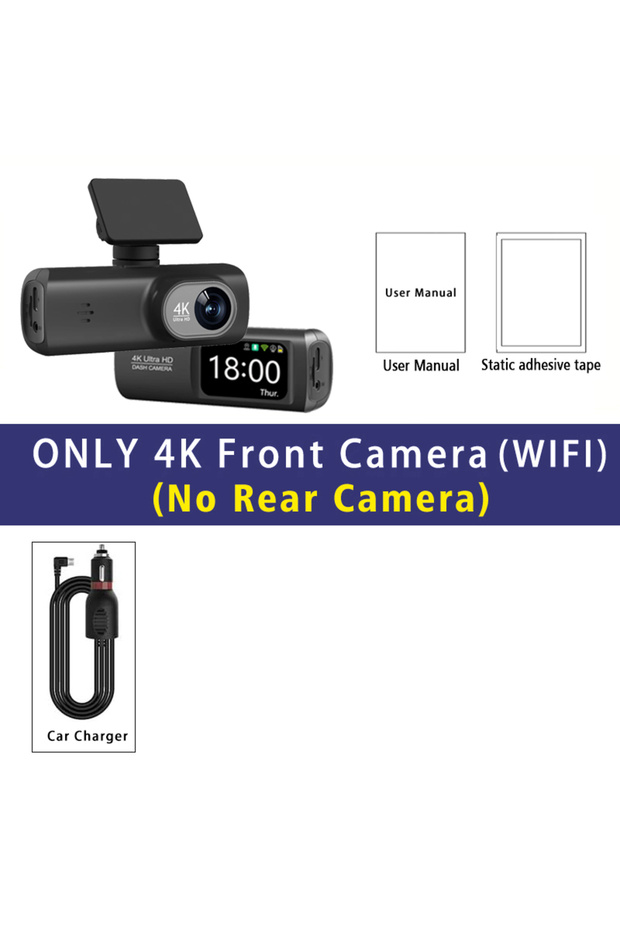 CT05-No Rear Dash Cam 4K 3840*2160P GPS WIFI Car DVR Front and Rear Dual Lens Auto Car Camera With N