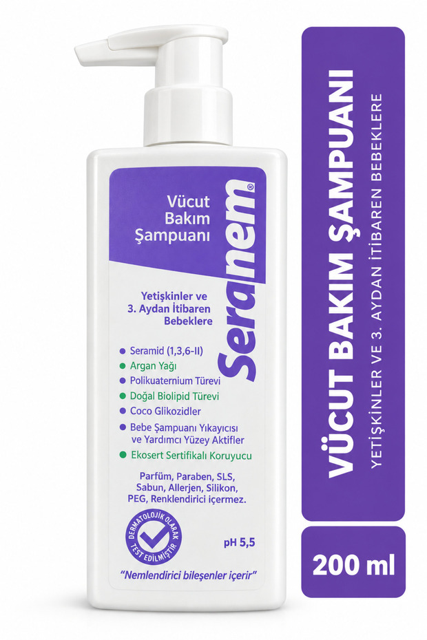 Seranem Perfume-Free Body Care Shampoo 275 ml | For Sensitive Skin and Babies