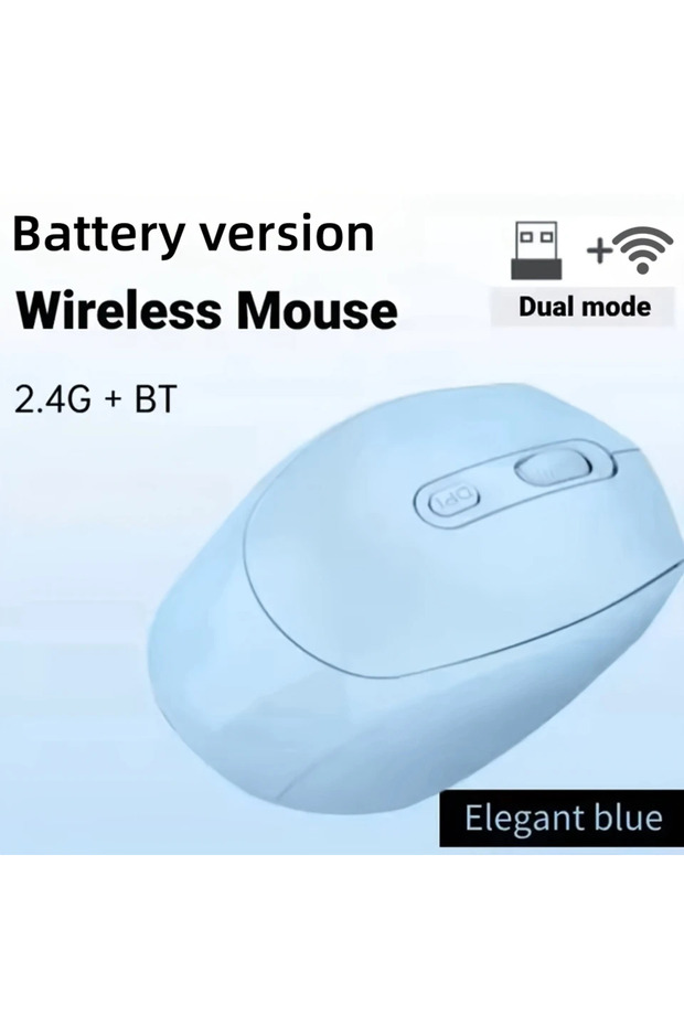 Blue CongdiWireless Silent Mouse Bluetooth-compatible 2.4G Dual Mode Battery Optical Mouse 1600 DPI