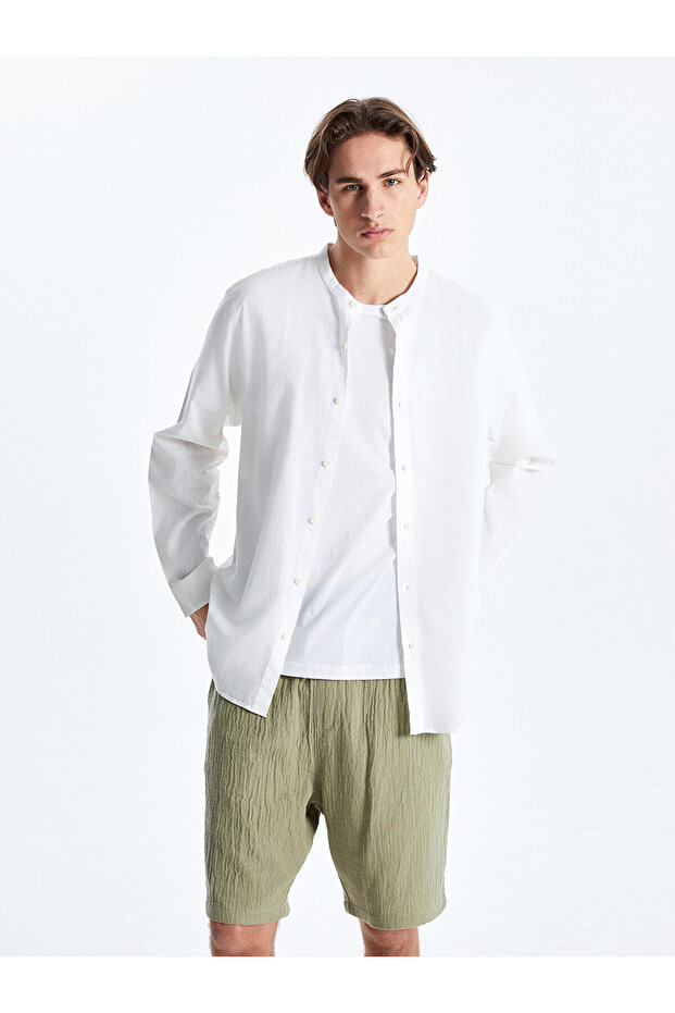 Xside White Regular Fit Long Sleeve Poplin Men's Shirt
