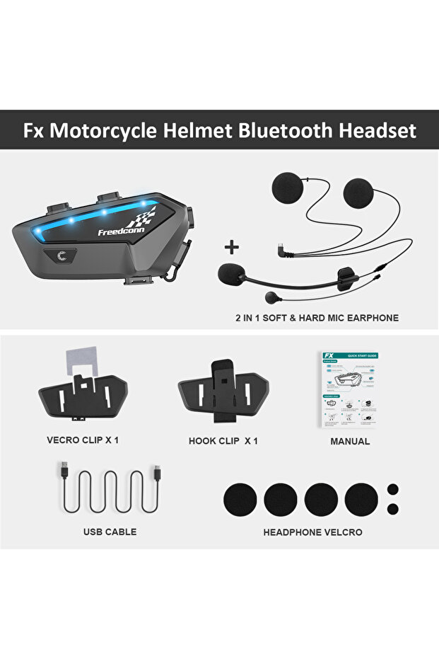 One Set Fx black Motorcycle Intercom Bluetooth Helmet Headset Freedconn FX 10 Riders Pair Other Bran