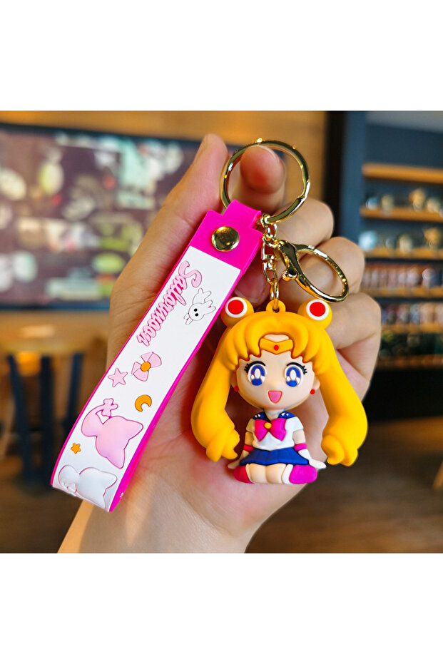 Bandai B Anime Sailor Moon Keychain Cartoon Cute Cat Figures Keyring Mars Jupiter Mercury Backpack C