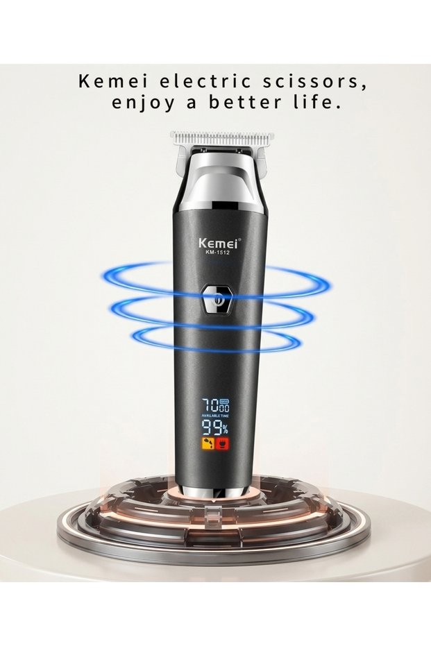 KM-1512, New Home Clipper Hair Clipper Lcd Digital Display Fast Charging Oil Head Carving Hair