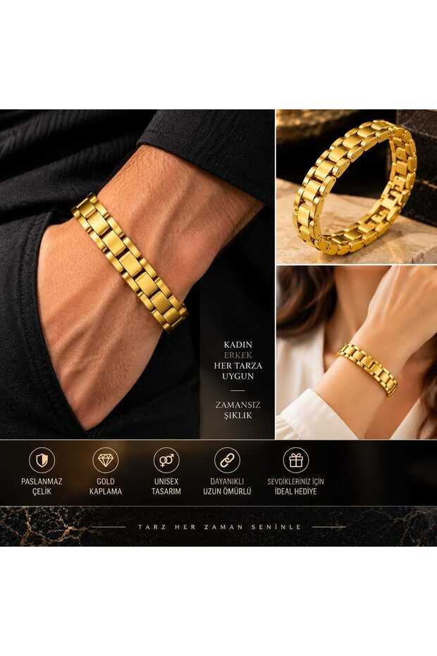 Paslanmaz Gold Kplama Bileklik