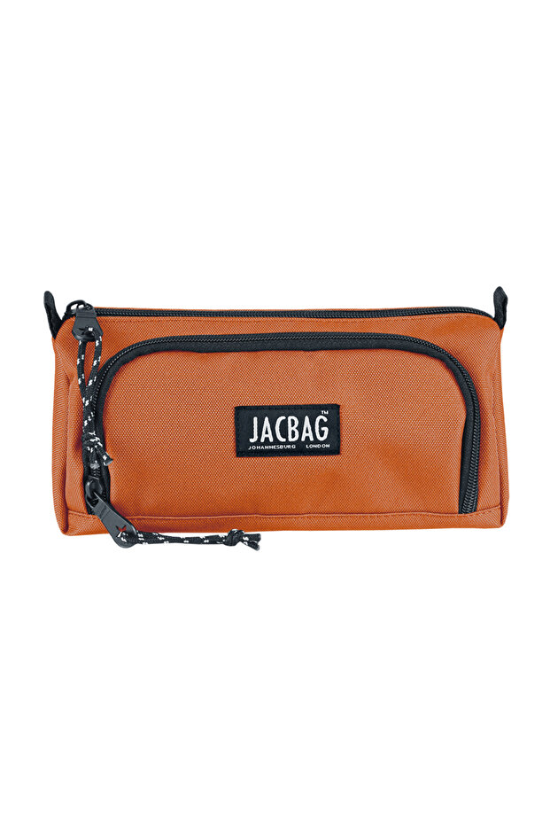 Prime XL Two Compartment Tile Pencil Bag with Rubber Bookmark - Orange (Women/Girls)